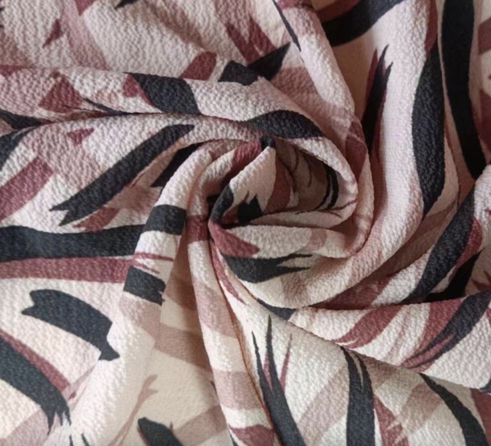 Stretch seersucker printed fabric