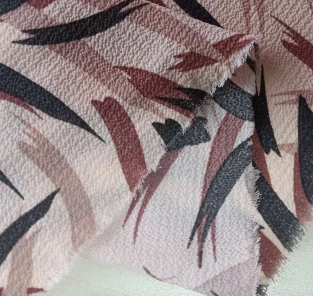 Stretch seersucker printed fabric