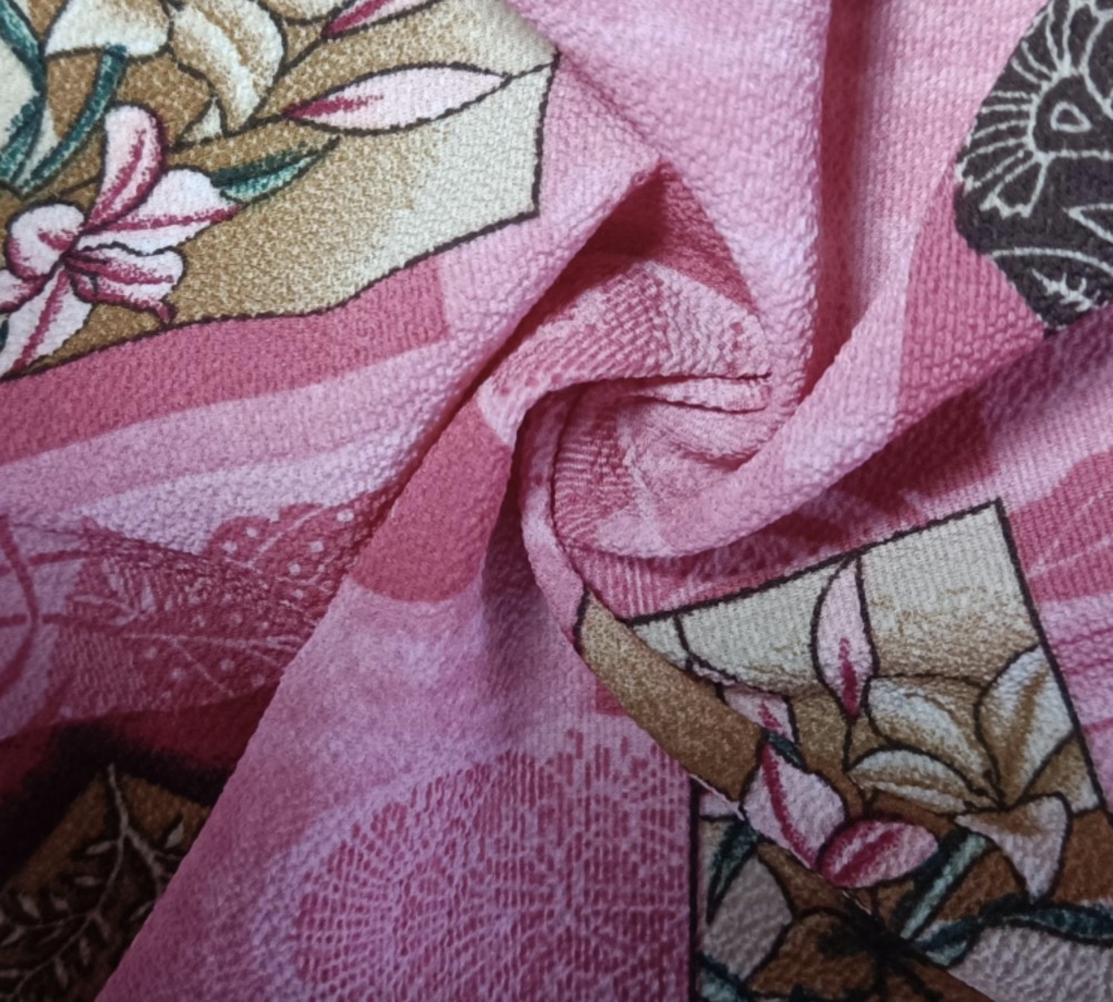 Stretch seersucker printed skirt fabric